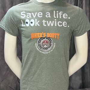 Biker’s Booty Save a Life Look Twice Green Men's T-Shirt